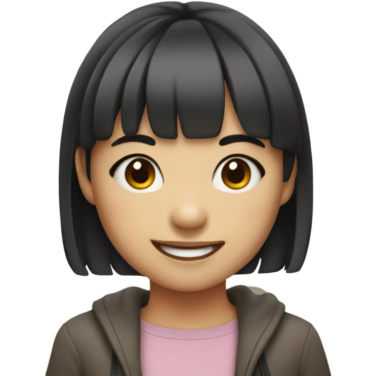 Cute Asian girl with bangs ￼ emoji