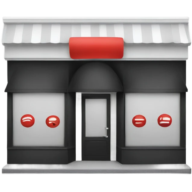 We are closed with store front in black, white and red emoji