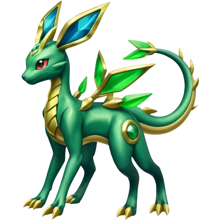 Shiny 4-legged Electrike-Rayquaza-Virizion-Zygarde-Leafeon-fusion, full body emoji