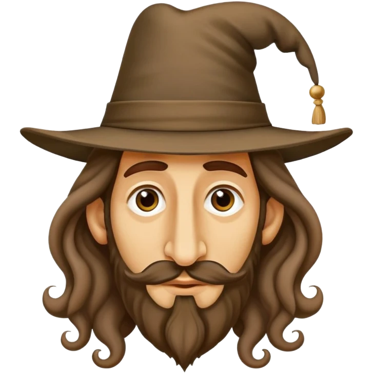Jewish man with extremely long nose and curled hair with a large Jew hat emoji