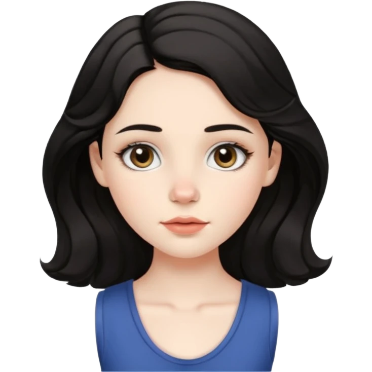 aesthetic girl , pale skin, doe eyes, button nose, soft arched brows,round face,full lips,medium wavy black hair , wears sleeve less,no makeup. please kindly genarate this avatar emoji