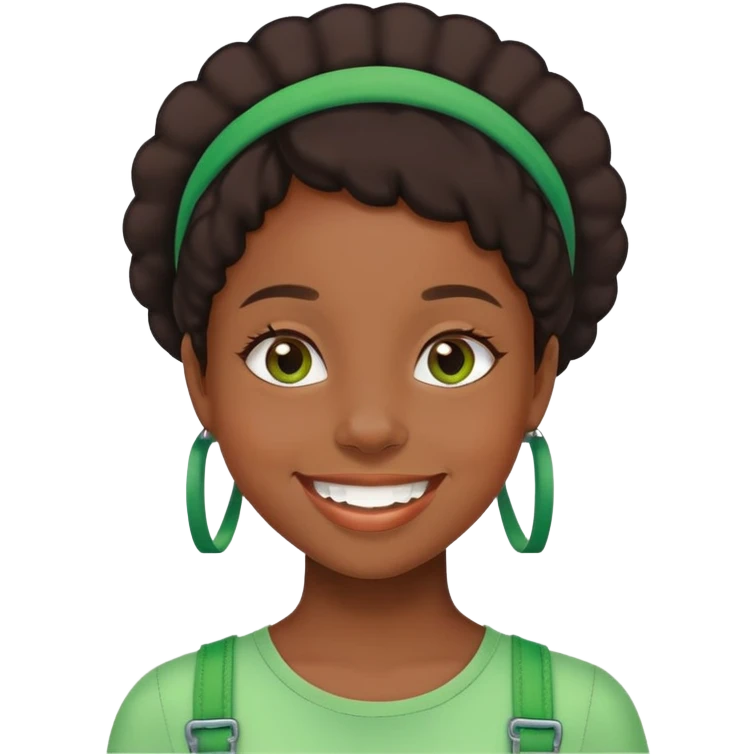 black girl with green braces on her teeth smiling emoji