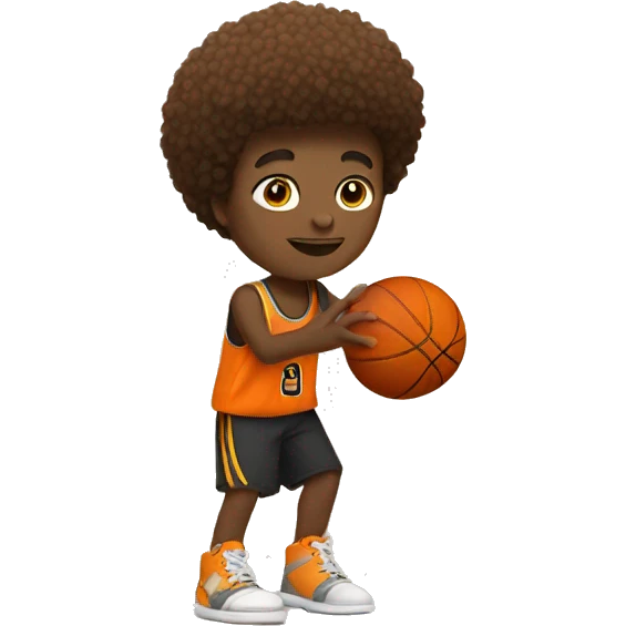 short people with mushroom hair and simple face playing basketball emoji