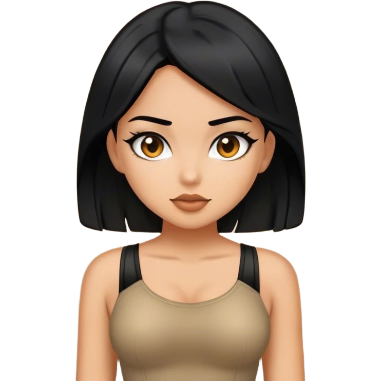 Tan girl with black hair and hot outfit emoji