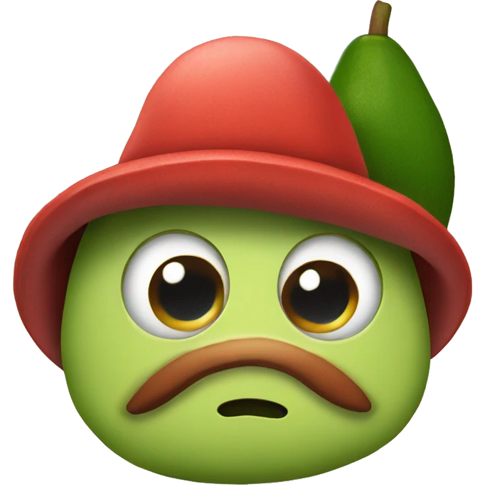 Avocado with eyes and red hat cute  emoji
