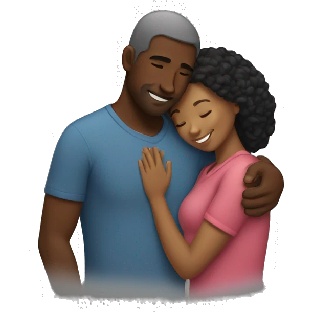 Cuddling (Caucasian man, black woman) emoji