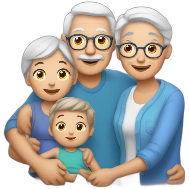 Grandma and grandpa with child grandson emoji