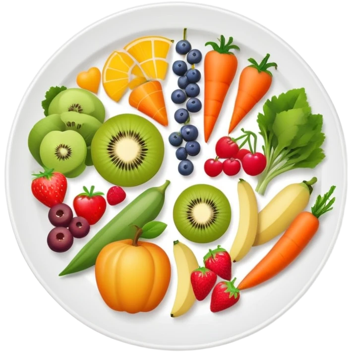 healthy food plate with fruits and vegetables emoji