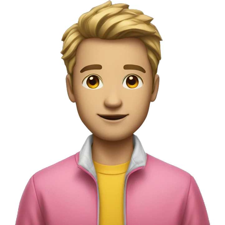 Preppy Guy in yellow rain jacket and pink collared shirt underneath emoji