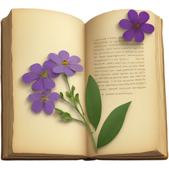 book with some pressed flowers on the pages realistic flowers pressing emoji