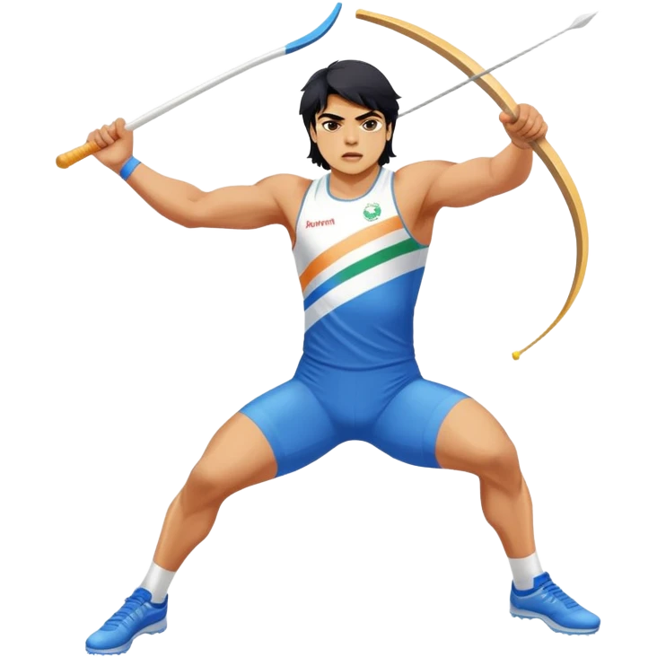 Neeraj Chopra throwing javelin, Indian Olympic gold medalist athlete in action emoji