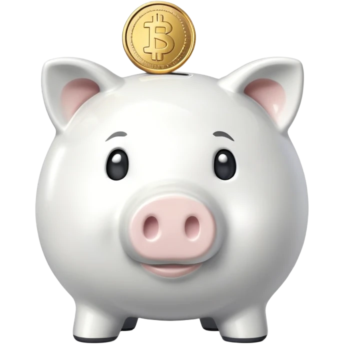 white piggy bank with a coin emoji