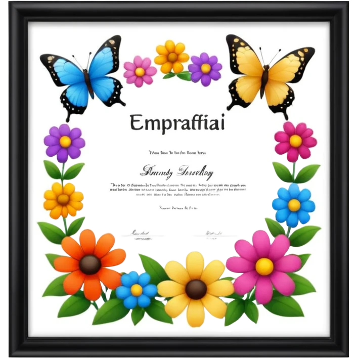 flowers butterflies frame certificates for kids emoji