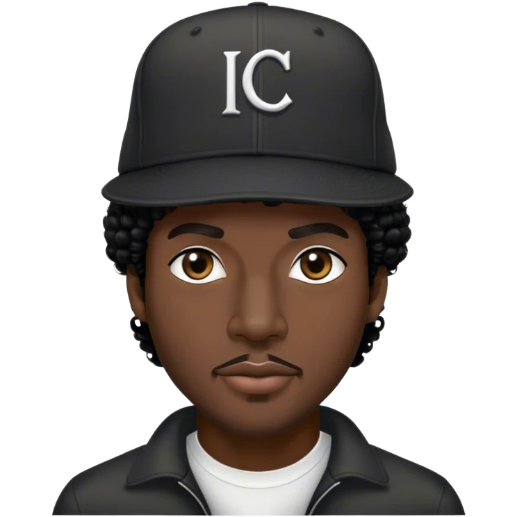 Black man, Compton hat, Black jheri curl emoji