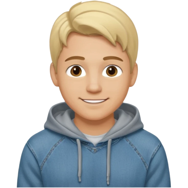 Kjekk gutt (lys i huden) som har pynta seg. Har på seg Jeans og grå hette genser og håret skal være  midtskill og fargen på håret er blondt. Litt øyevipper men ikke mye og litt mørke brun. Skal se HOT Å SEXY UT smile mer!!! Ca 20 år gammel  emoji