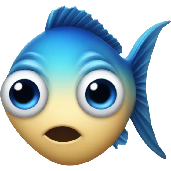 The blue fish had buttons on its eyes. emoji