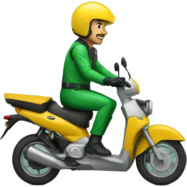 Moto delivery con traje verde emoji