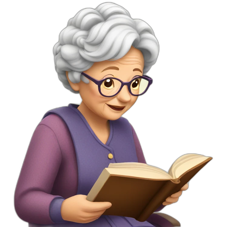 Sweet Granny reading a book emoji