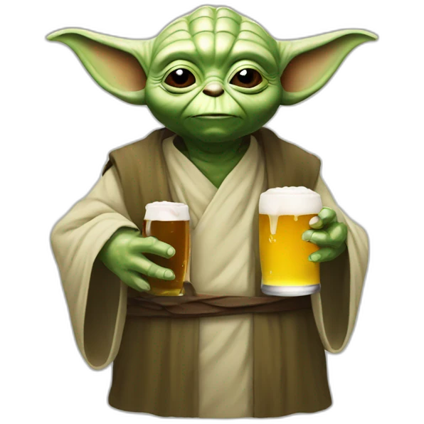 Yoda drink a beer emoji