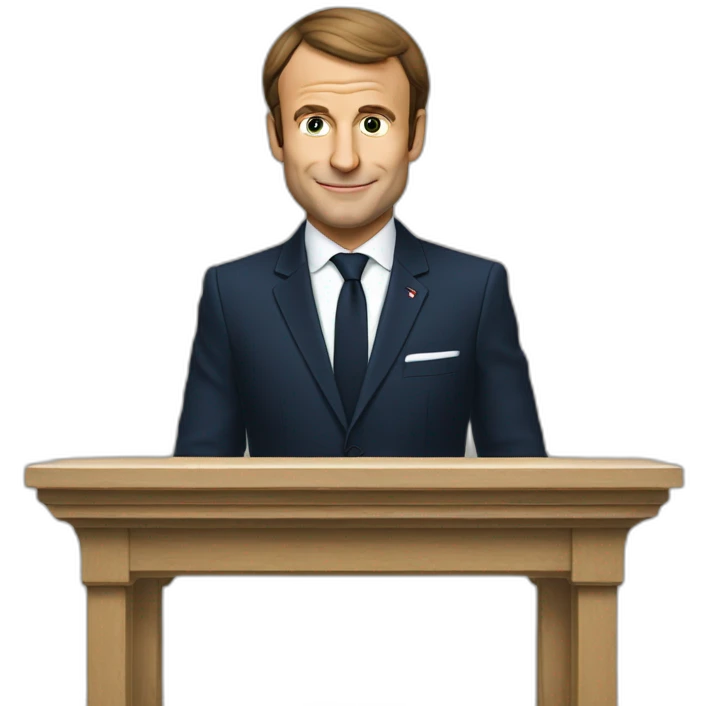 Macron qui fait un salut emoji