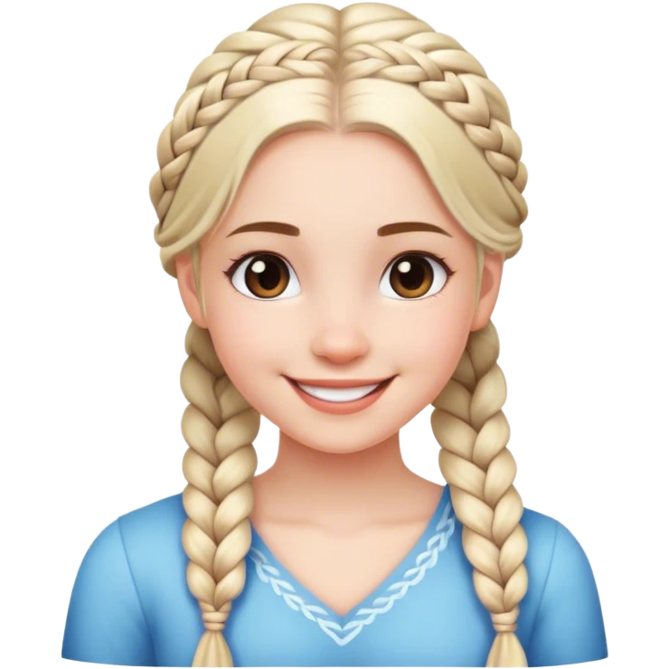 smiling girl with braid indoors white skin emoji