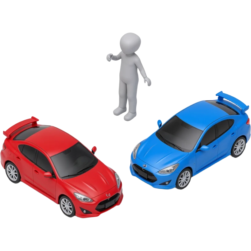person Comparing two carsred and blue car being compared emoji