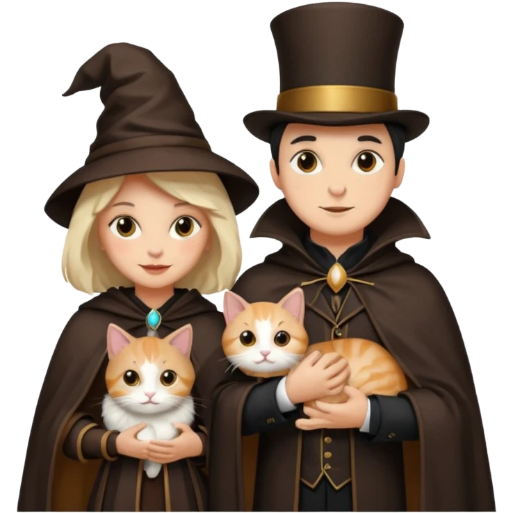 magician couple and their pet cat emoji