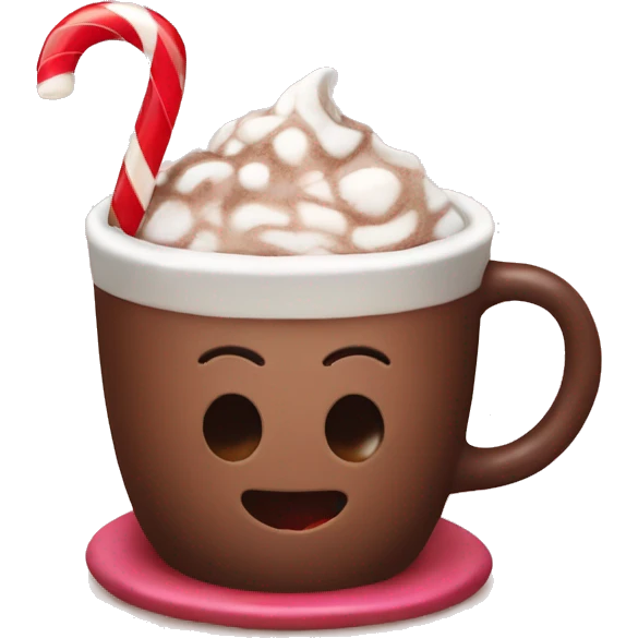 Hot chocolate with a candy Cane in it emoji