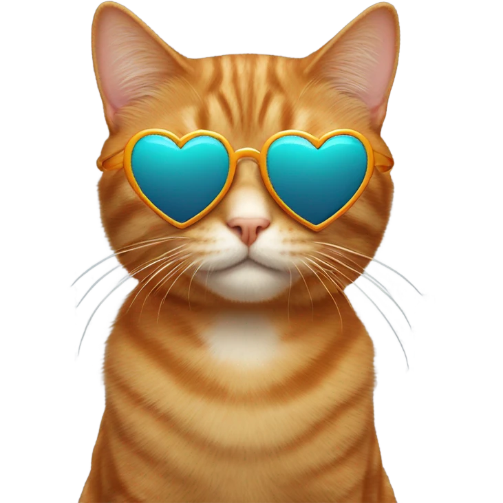 Ginger Cat with heart shaped sunglasses emoji