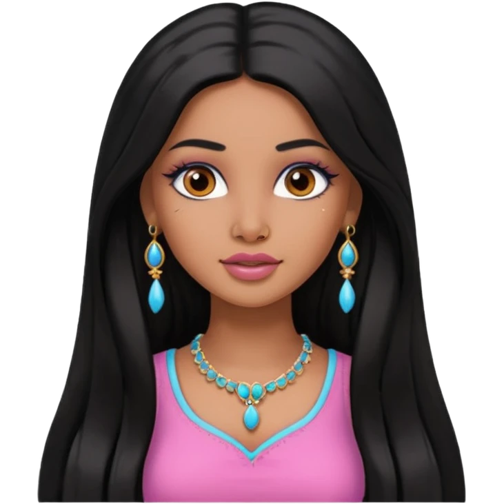 Indian Barbie with black long hair and a nose piercing  emoji