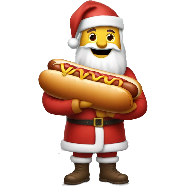 Santa carrying a bag of raw hotdogs  emoji
