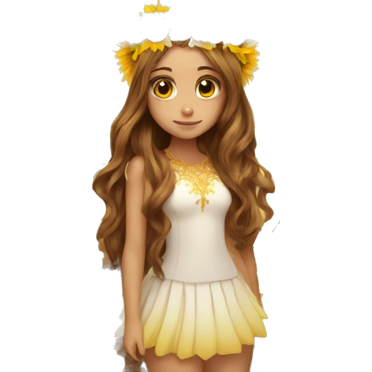 big wings, sunflower, Beautiful, fairy, gold, brown, long hair emoji