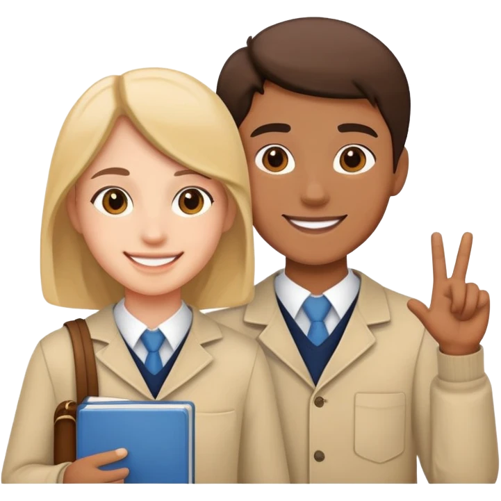 two students studying one guiding the other emoji