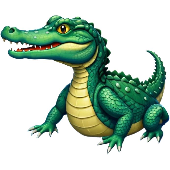 A sparkling dark green crocodile in a blue river emoji