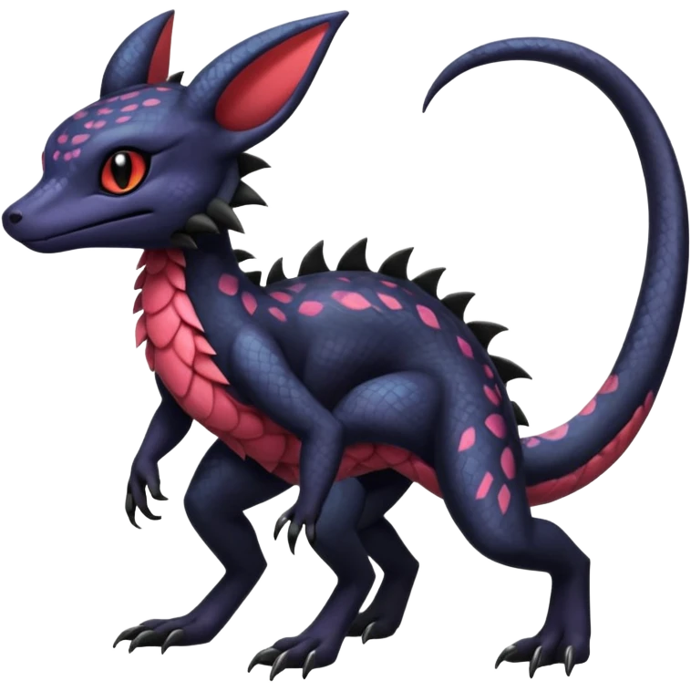 Anthropomorphic Scaley Exotic Salandit-Noibat-Umbreon-Fakémon-hybrid-creature (full body)  emoji
