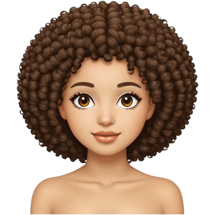 Light skin woman with curly Afro and brown eyes  emoji