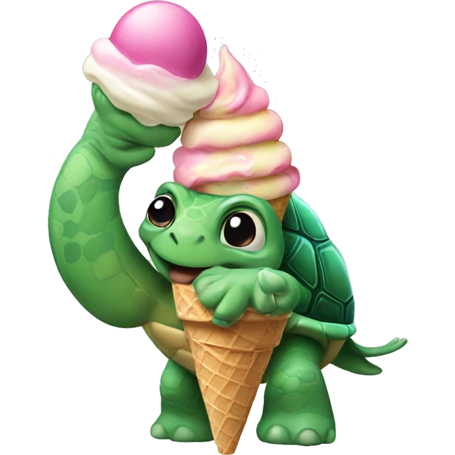 A turtle holding an ice cream cone emoji