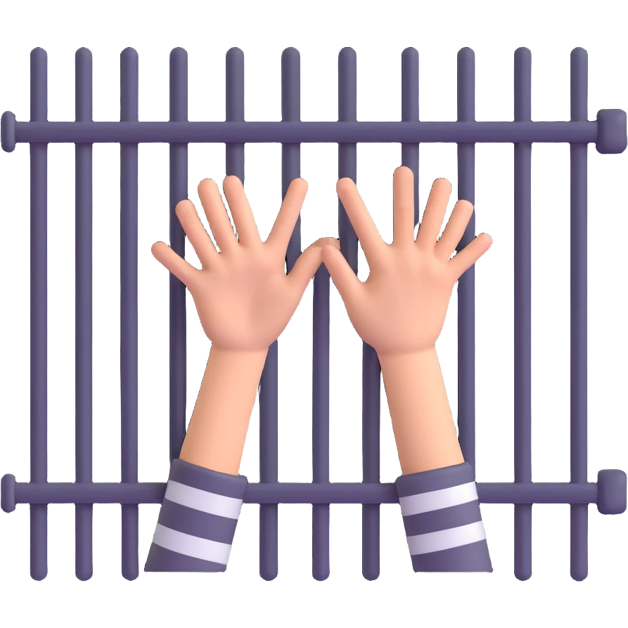 hands grabbing prison bars 3D emoji style emoji