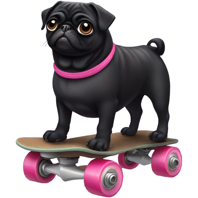 Black pug wearing skates emoji