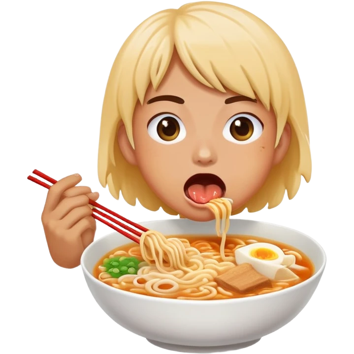 Popping after eating ramen emoji