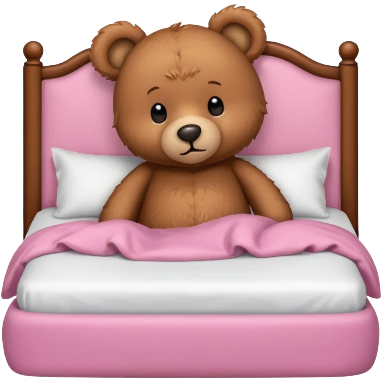 Brown Teddy bear in pink bed emoji