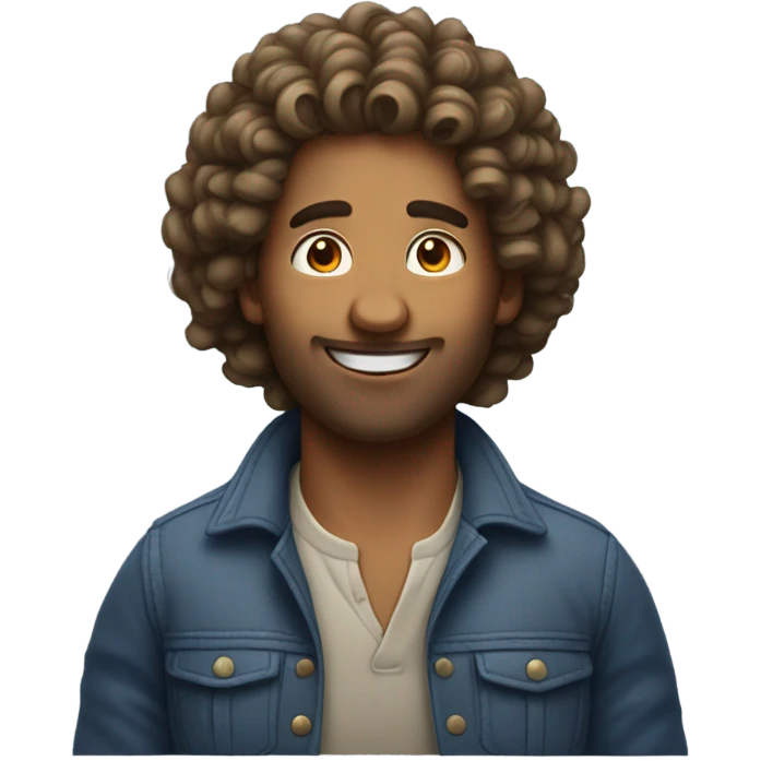 A man with voluminous curly hair. emoji