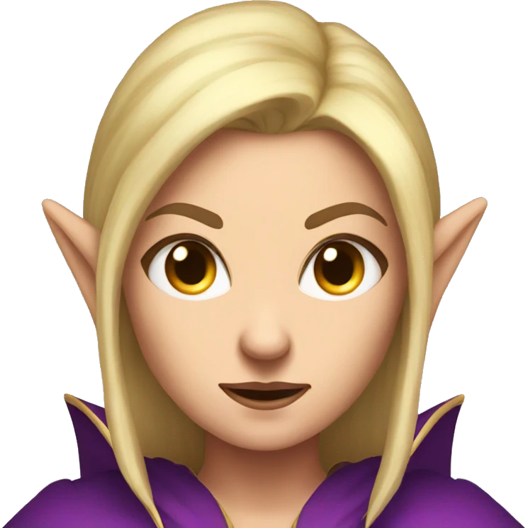 Noble female Elf with Elf ears and blonde hair and purple robes angry emoji