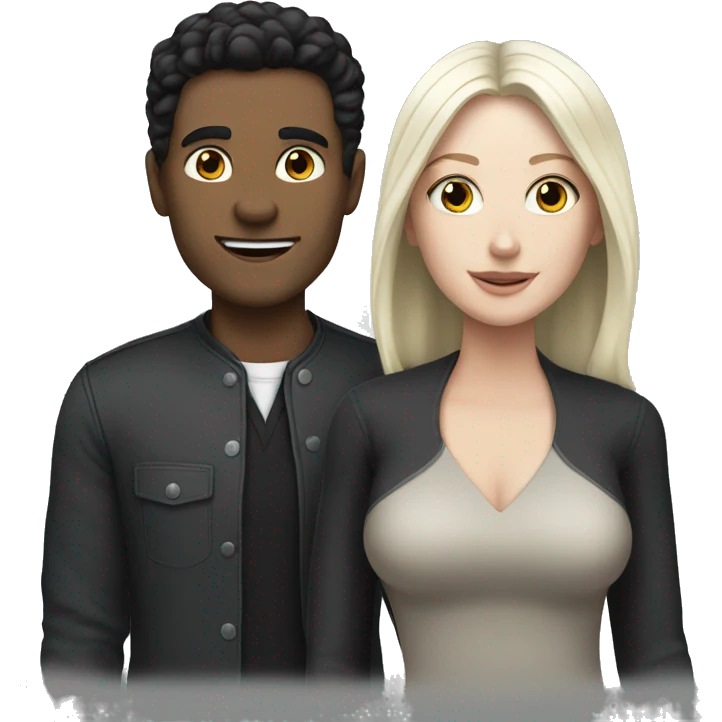 a white man with black hair taking with a white woman with black hair emoji