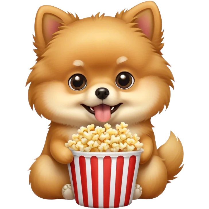 Pomeranian eating popcorn emoji