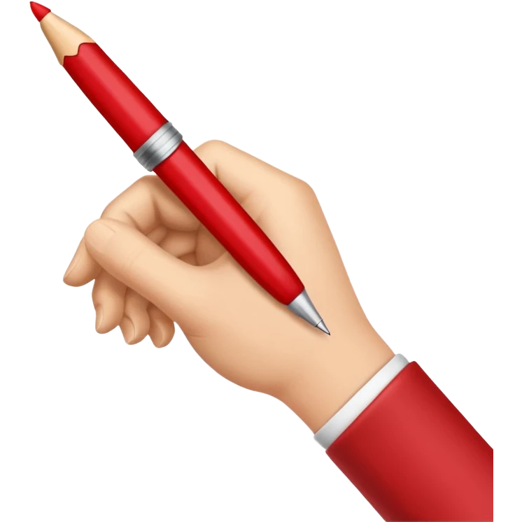 рука телесного цвета пишет красной ручкой emoji