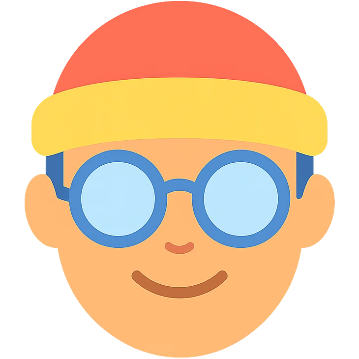 a face wearing a colorful hat and glasses, modern and vibrant colors, icon style emoji