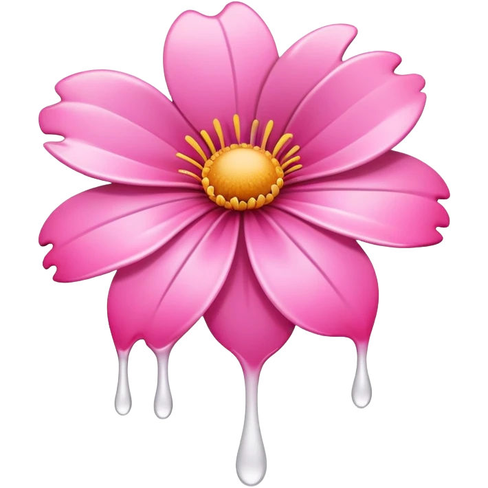 A pink flower with white dripping paint emoji