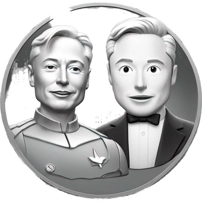 Silver coin with Elon musk on it emoji