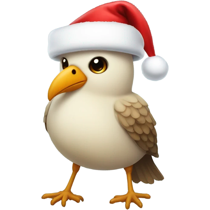 Bird wearing Santa hat emoji